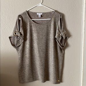 Calvin Klein peek a boo sleeve blouse